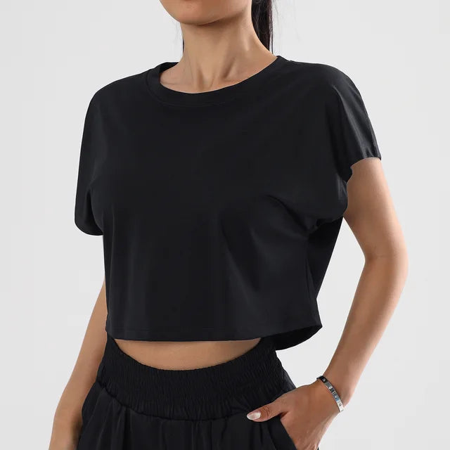 Lara - Elfenbein Sportliches Crop-Top