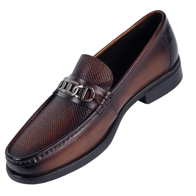 LuxeMann Sommer Leder Business Slipper in Schwarz