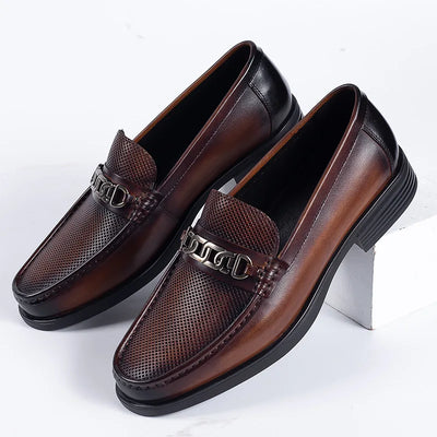 LuxeMann Sommer Leder Business Slipper in Schwarz