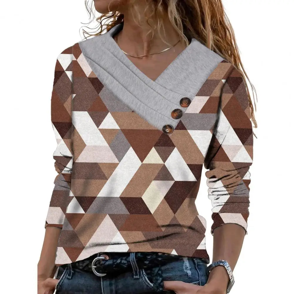 Leá Martin® - Bruine blouse met geometrische texturen