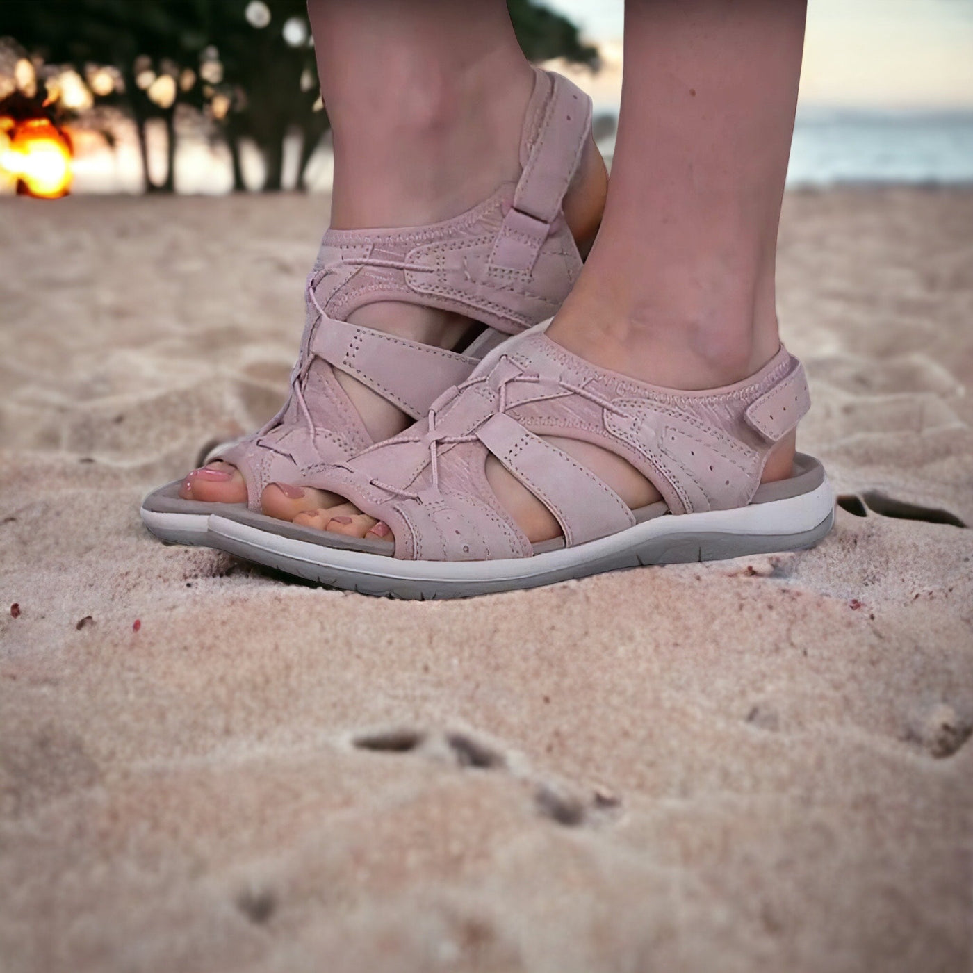 Sophie - Keilsandalen Runde Zehe Klettverschluss