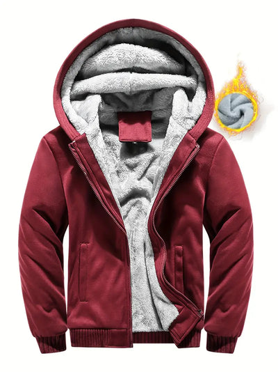 Winter Warm Fleece Zipper Hooded Jacket, Solid Farbe verdickt lässig Hoodie