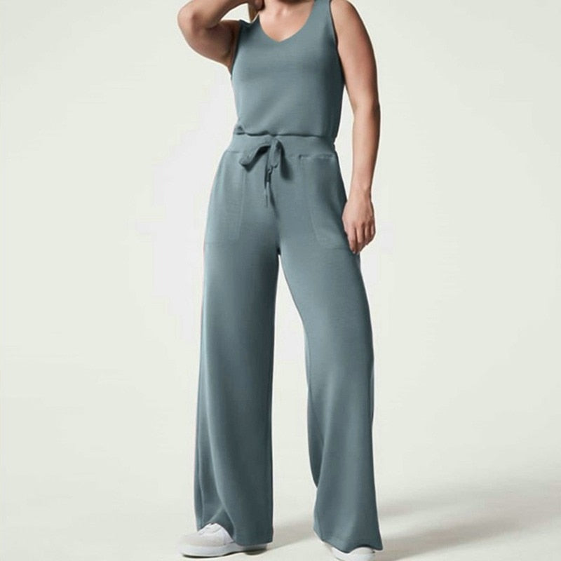 Modischer Lily Jumpsuit | Trend-Jumpsuit mit weiten Beinen und kurzen Ärmeln