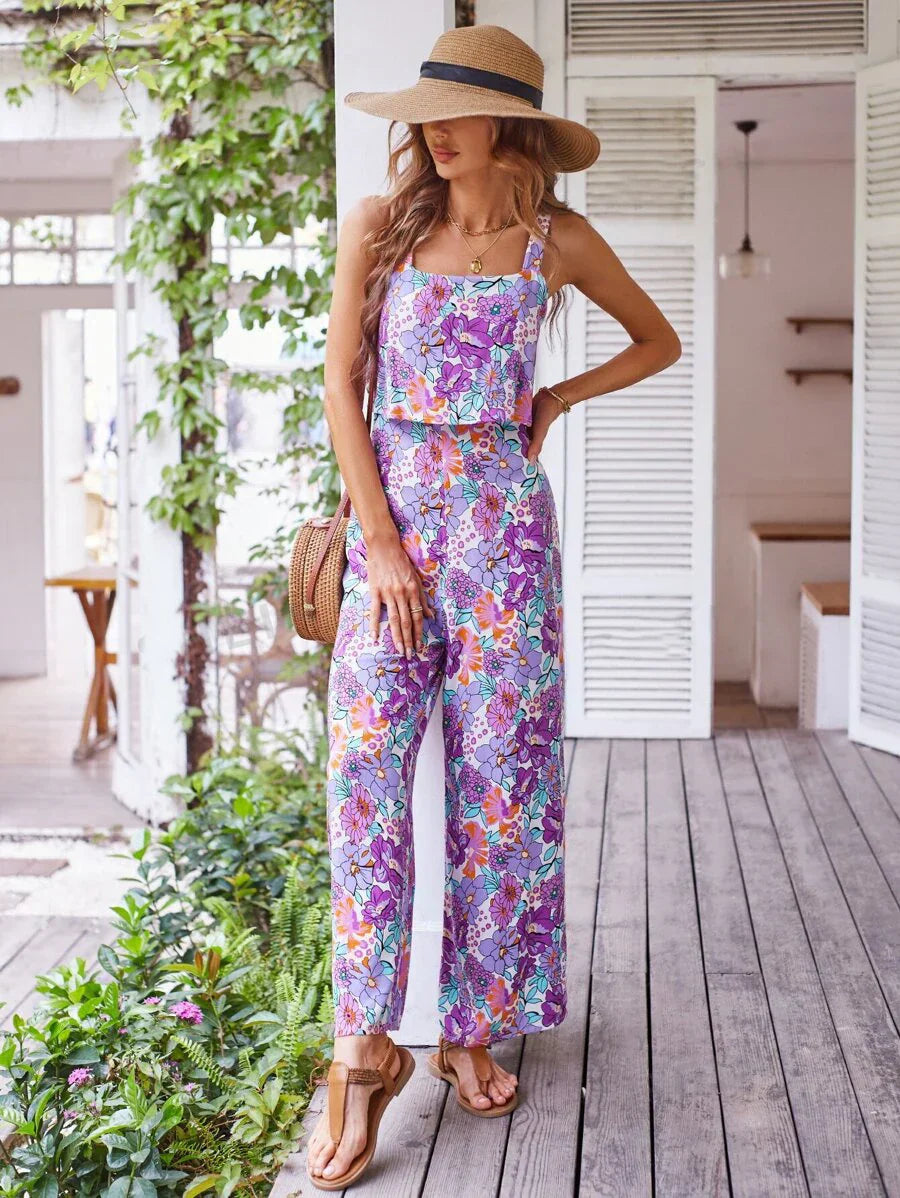 Breanna - Blumiger Weitbein-Jumpsuit