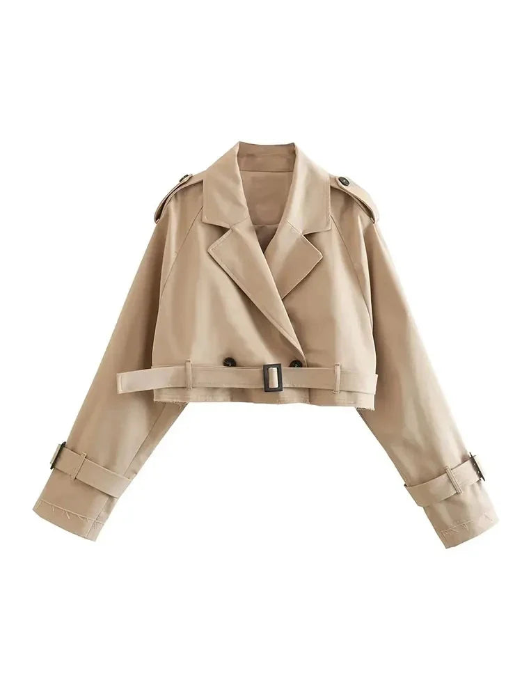 Modische Cropped Trenchcoat Jacke für Frauen - Alvira