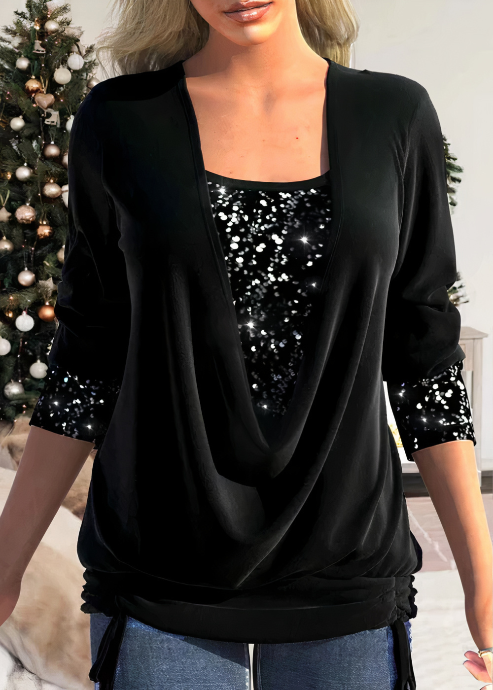 MIRIAM - Weiche Bluse aus glitzernder Baumwolle