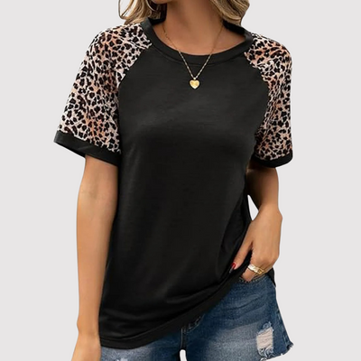 Elsie - Rundhals-Shirt mit Leopardenmuster