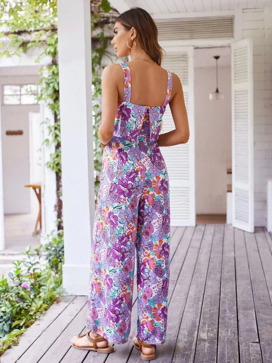 Breanna - Blumiger Weitbein-Jumpsuit