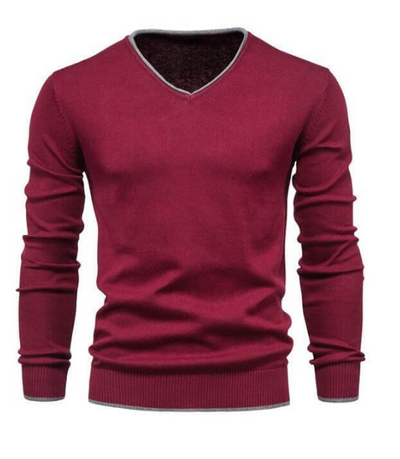 Slim-fit-pullover aus sterlingsilber mit v-ausschnitt