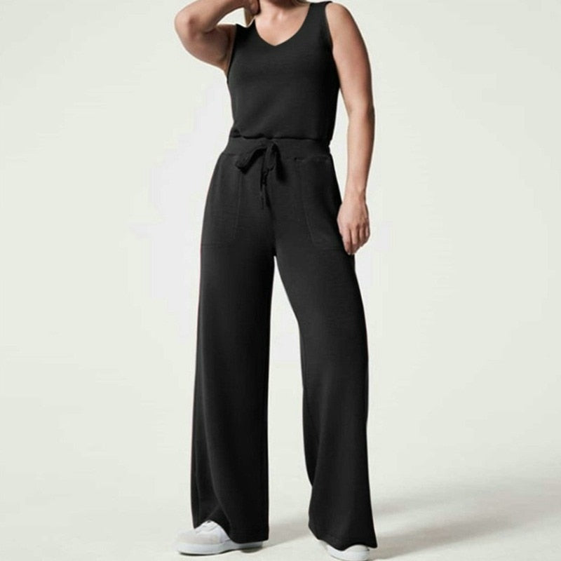 Modischer Lily Jumpsuit | Trend-Jumpsuit mit weiten Beinen und kurzen Ärmeln