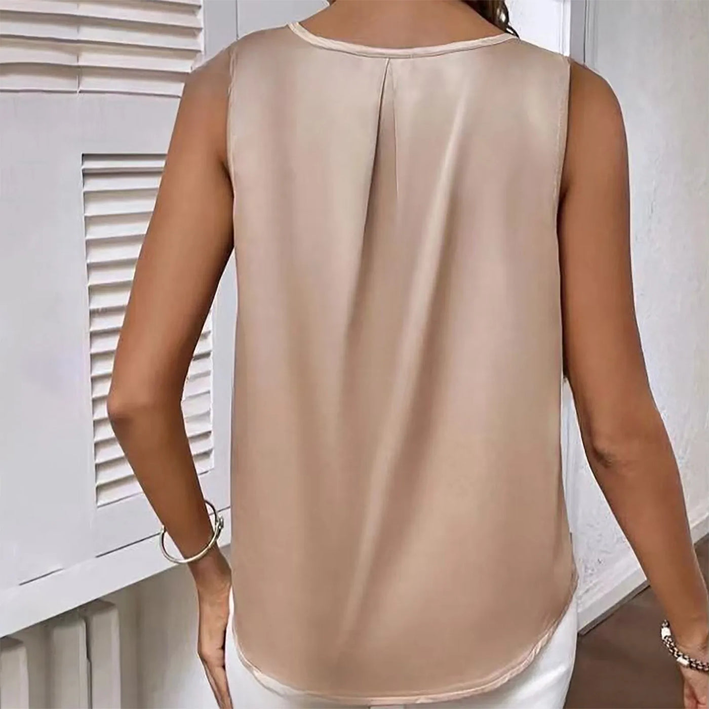 Beige Satin-Top - Elena