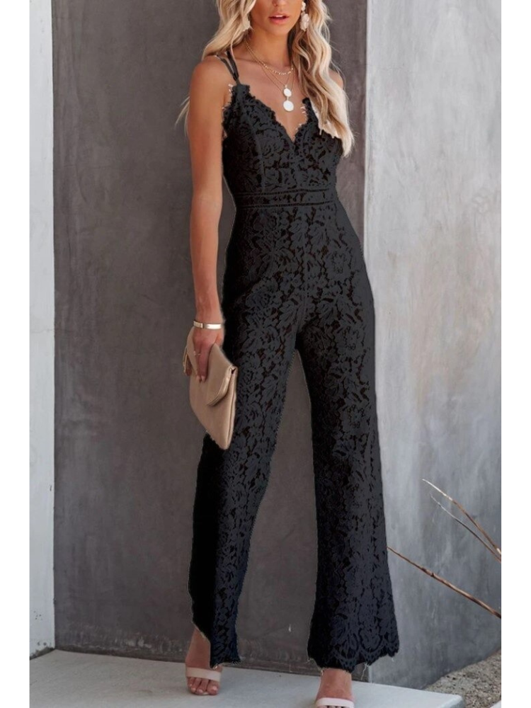 DolceMode | Jumpsuit mit V-Ausschnitt und Spitze