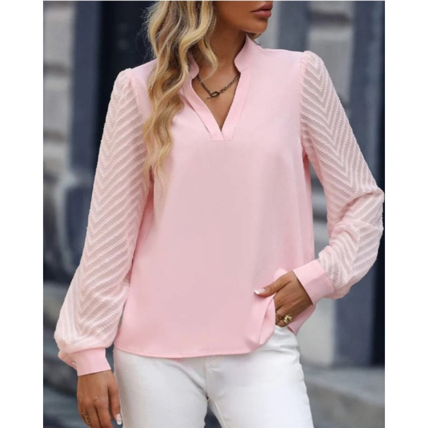 MODA Blouse met lange mouwen in effen kleur