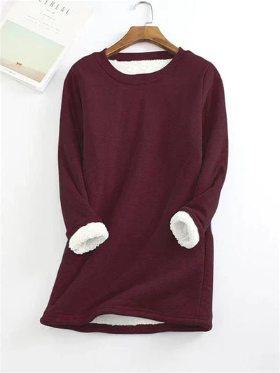 Weinrotes Fleece-Shirt mit Kuschel-Futter - Lara