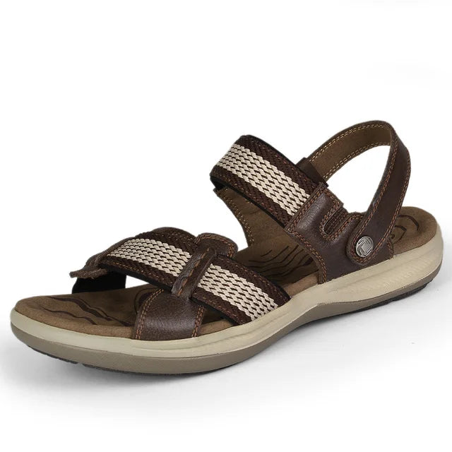 Sommerliche Fußfreiheit mit Sonnenbogen: Echte Leder-Sandalen für Herren