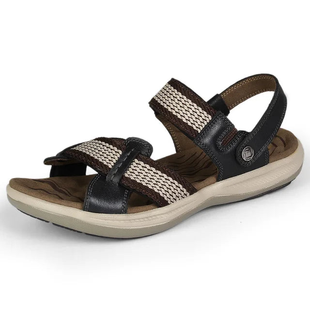 Sommerliche Fußfreiheit mit Sonnenbogen: Echte Leder-Sandalen für Herren