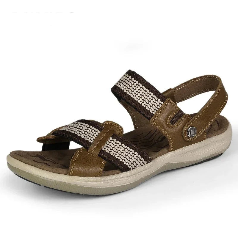 Sommerliche Fußfreiheit mit Sonnenbogen: Echte Leder-Sandalen für Herren