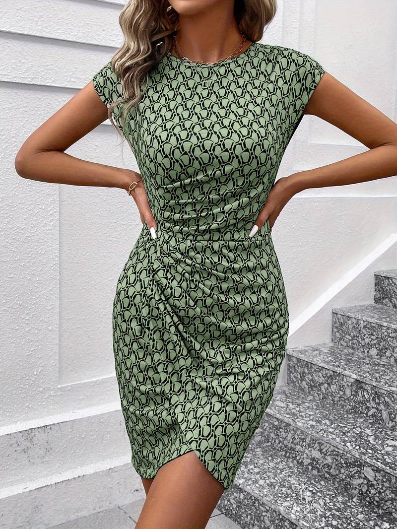 Emma – kurzärmliges tulpenkleid mit allover-print