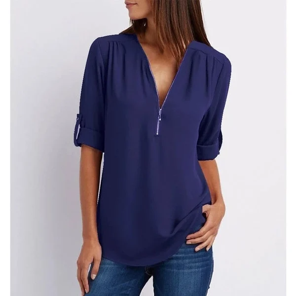 Elegante V-Ausschnitt Bluse – Vielseitig & Chic