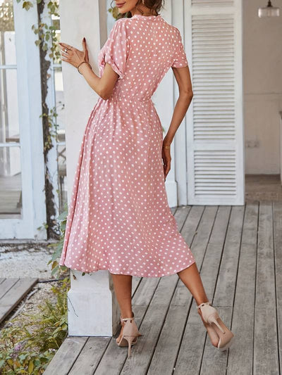 Chloe – a-linien-kleid mit polka-dot-print und v-ausschnitt