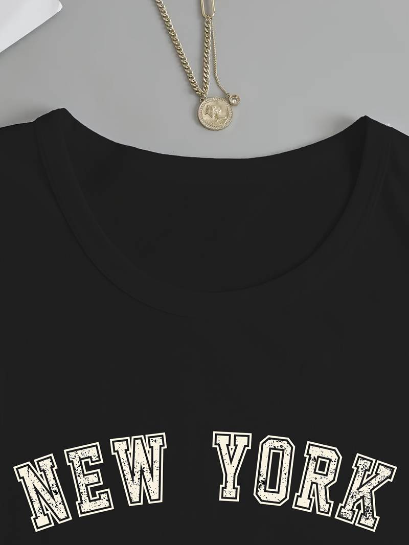 Ava – t-shirt mit rundhalsausschnitt und new york-print