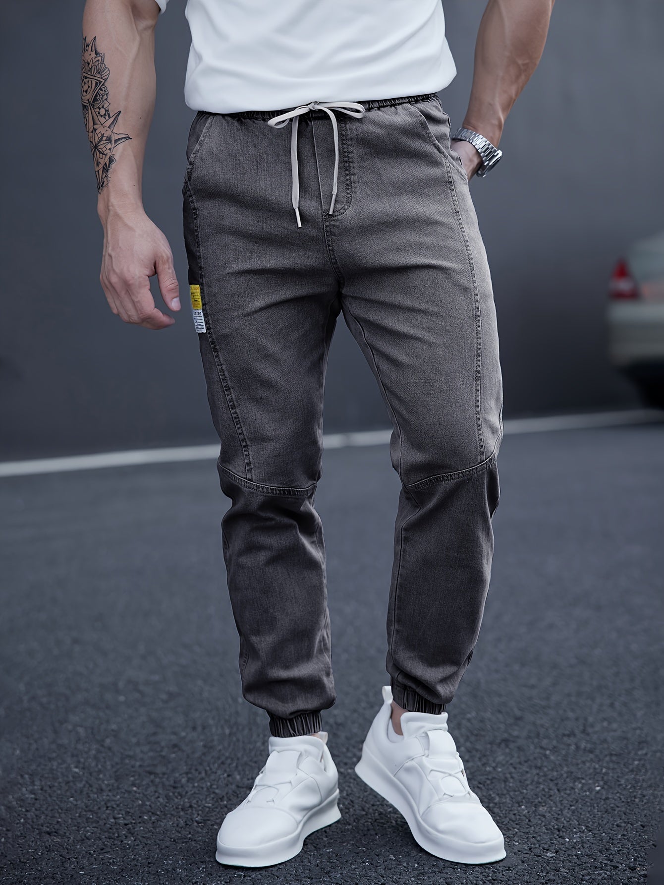 Schwarze Herren-Jeans-Jogger mit lockerem Schnitt