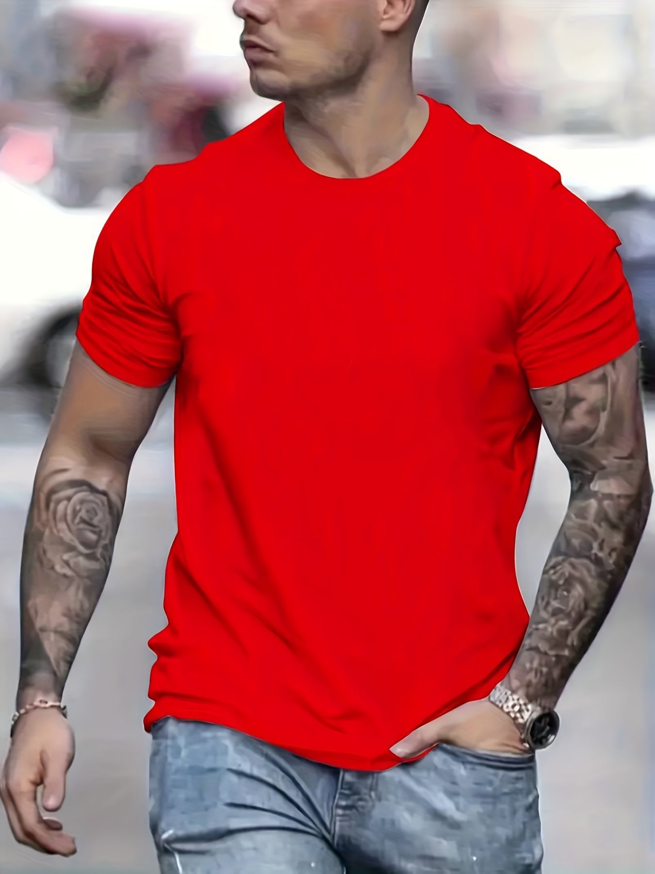 Schwarzes Basic-T-Shirt für Herren - Leo