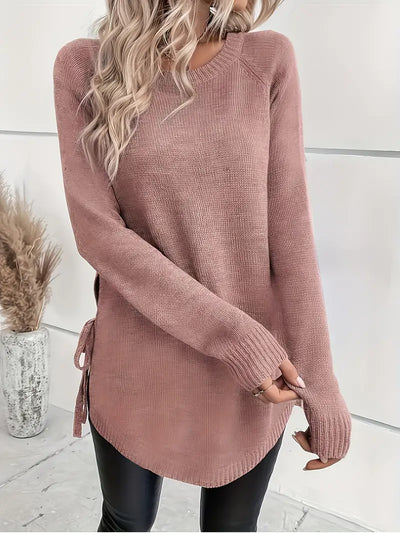 Trendiger Strickpullover mit geteilter Krawatte Elegant