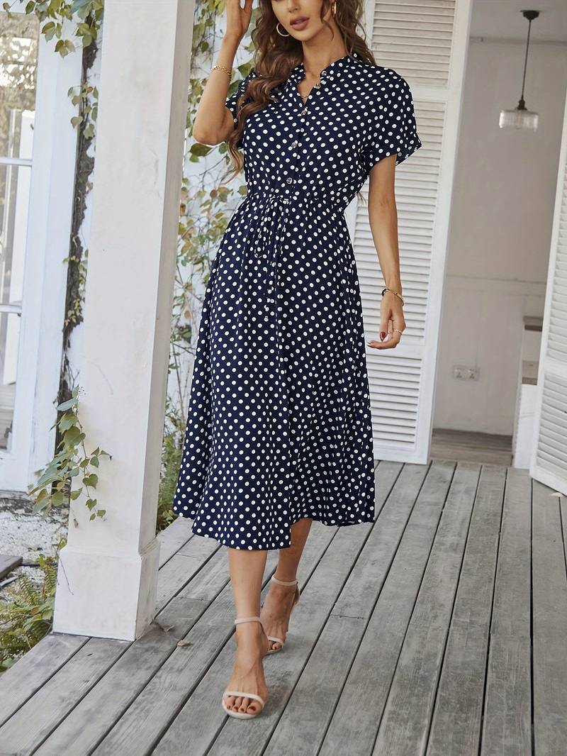 Chloe – a-linien-kleid mit polka-dot-print und v-ausschnitt