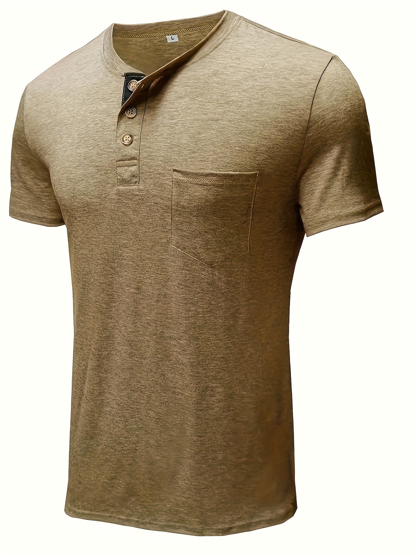 Khaki Henley-Shirt für Herren - Tom