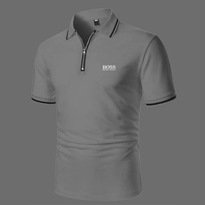 Kurzärmliges Reißverschluss-Poloshirt