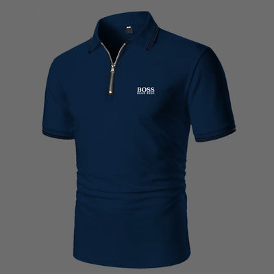 Kurzärmliges Reißverschluss-Poloshirt