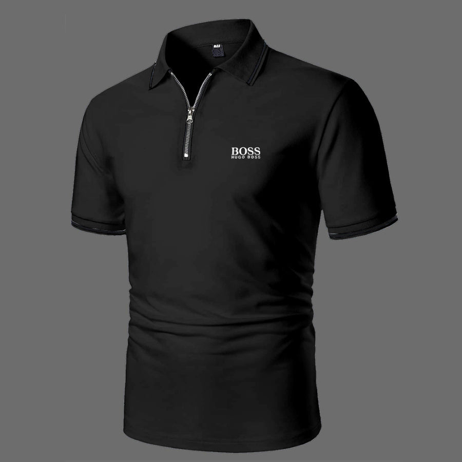 Kurzärmliges Reißverschluss-Poloshirt