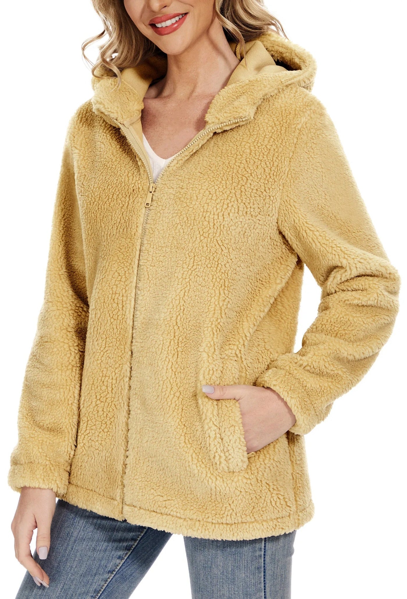 Dagny -  Women's Cozy Fluffy Hoodie Jacket with Chic Hood