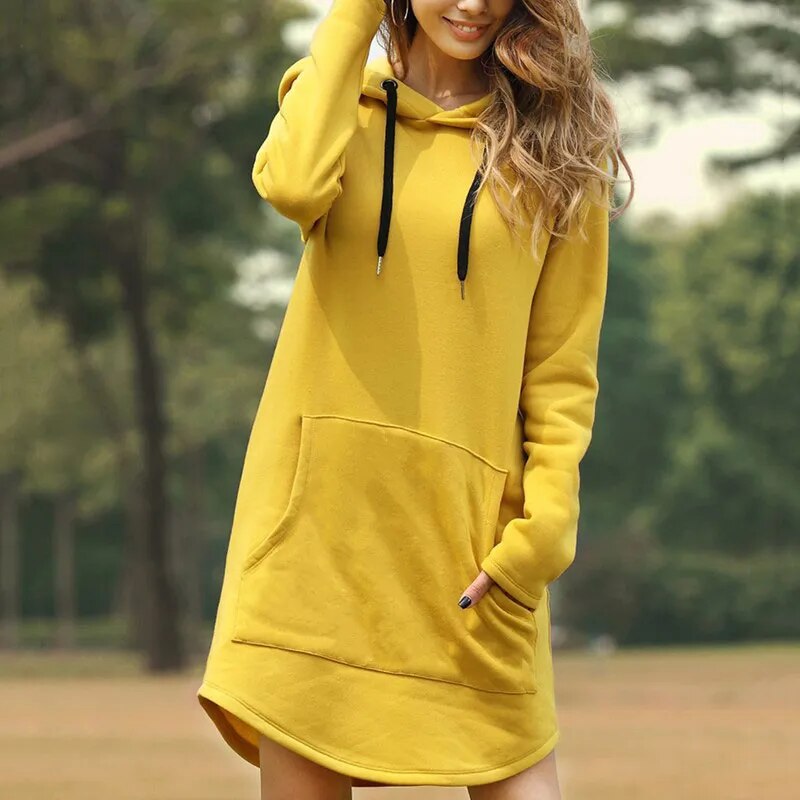 Beatrice - Gemütliches langes Sweatshirt-Kleid mit Kapuze