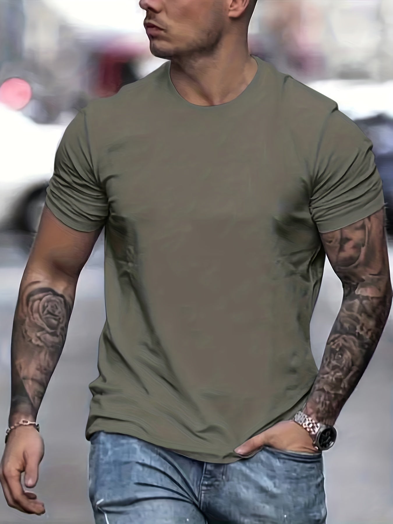 Schwarzes Basic-T-Shirt für Herren - Leo