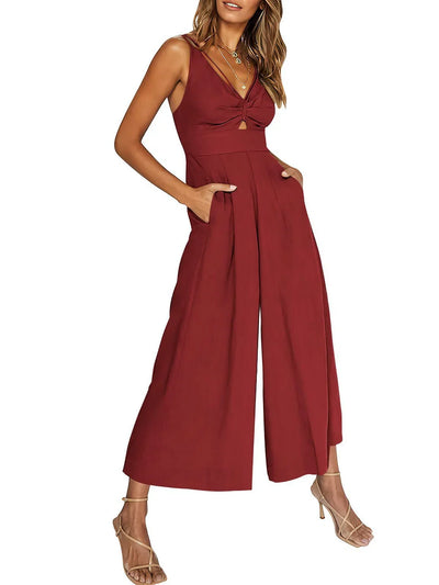 Janna - Heiße Verkaufs V-Ausschnitt Cutout High-Waist Jumpsuits