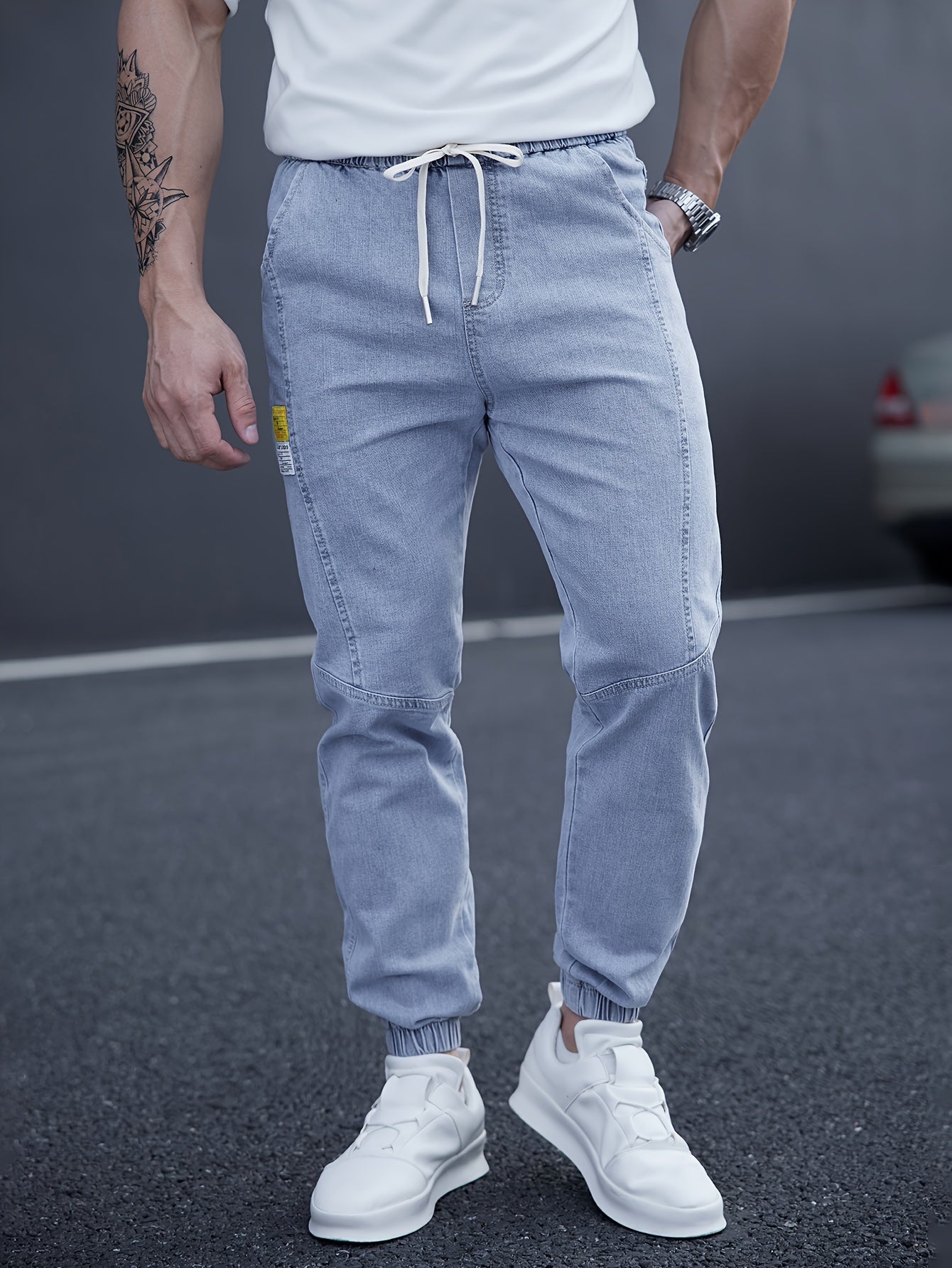 Schwarze Herren-Jeans-Jogger mit lockerem Schnitt