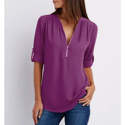 Elegante V-Ausschnitt Bluse – Vielseitig & Chic