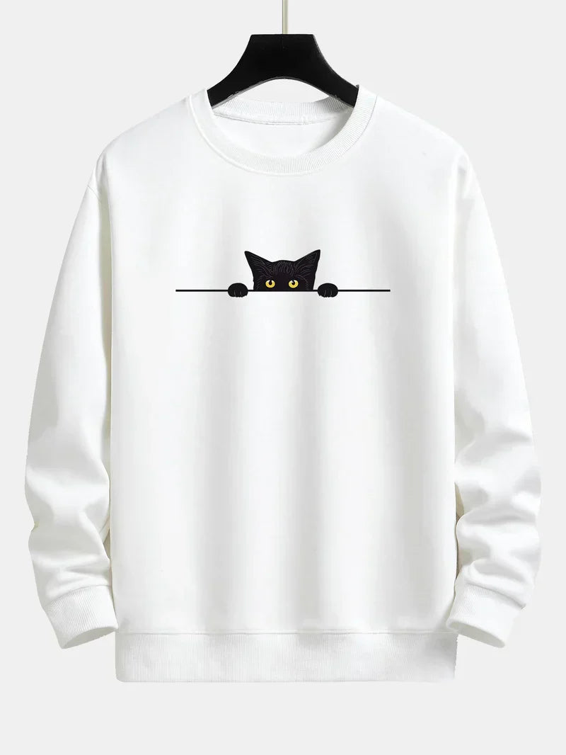 Noah | relax-fit-sweatshirt mit schwarzem katzenprint