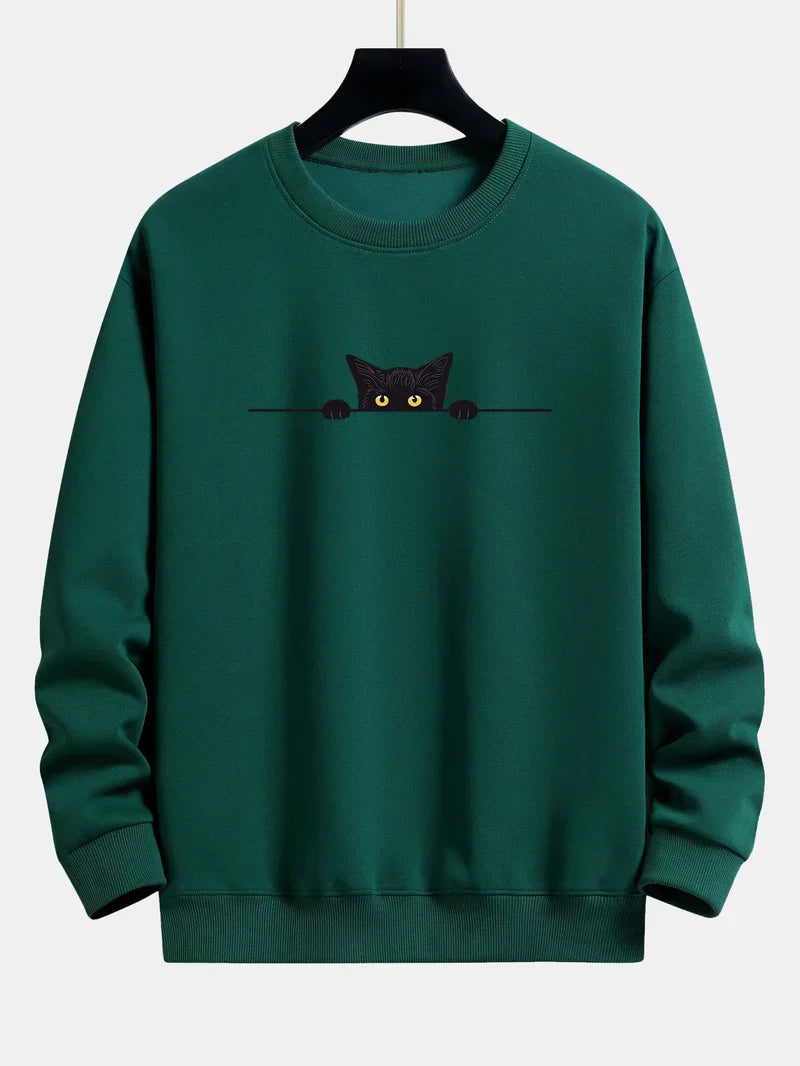 Noah | relax-fit-sweatshirt mit schwarzem katzenprint