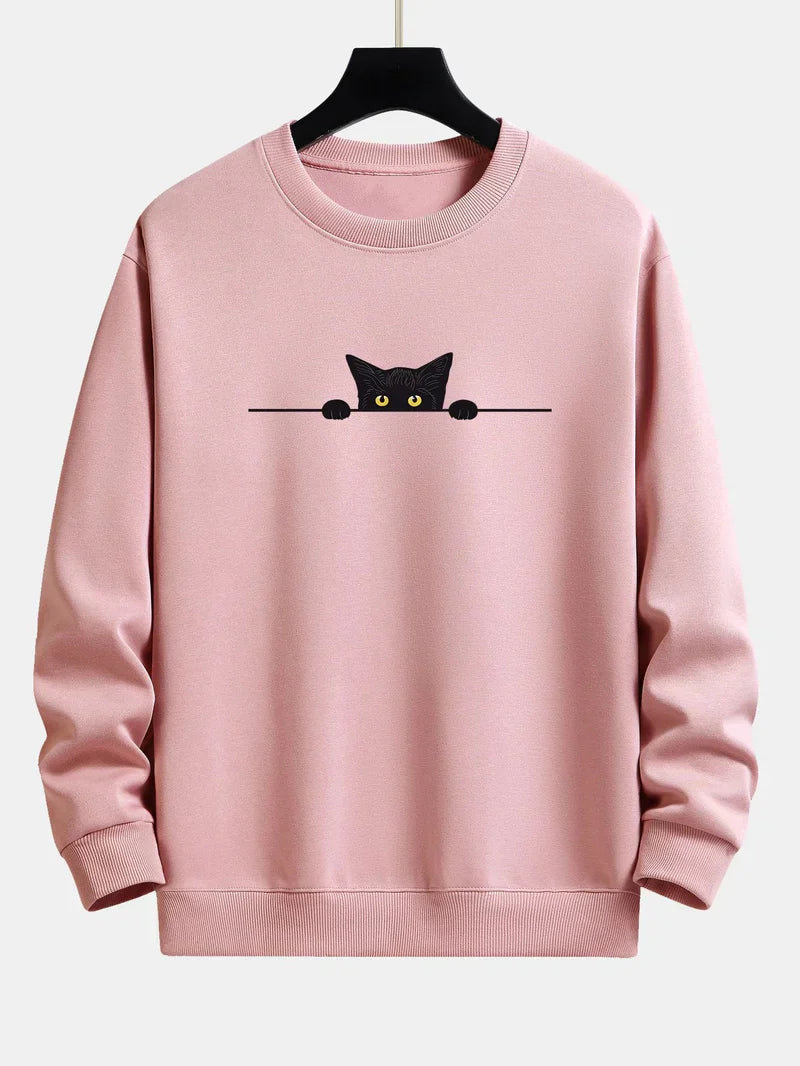 Noah | relax-fit-sweatshirt mit schwarzem katzenprint