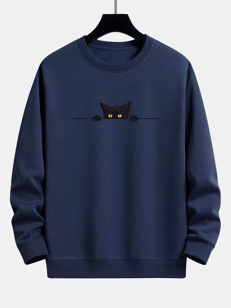 Noah | relax-fit-sweatshirt mit schwarzem katzenprint