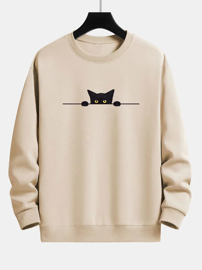 Noah | relax-fit-sweatshirt mit schwarzem katzenprint