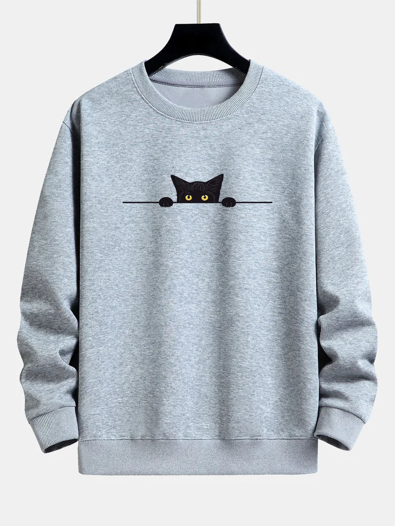 Noah | relax-fit-sweatshirt mit schwarzem katzenprint