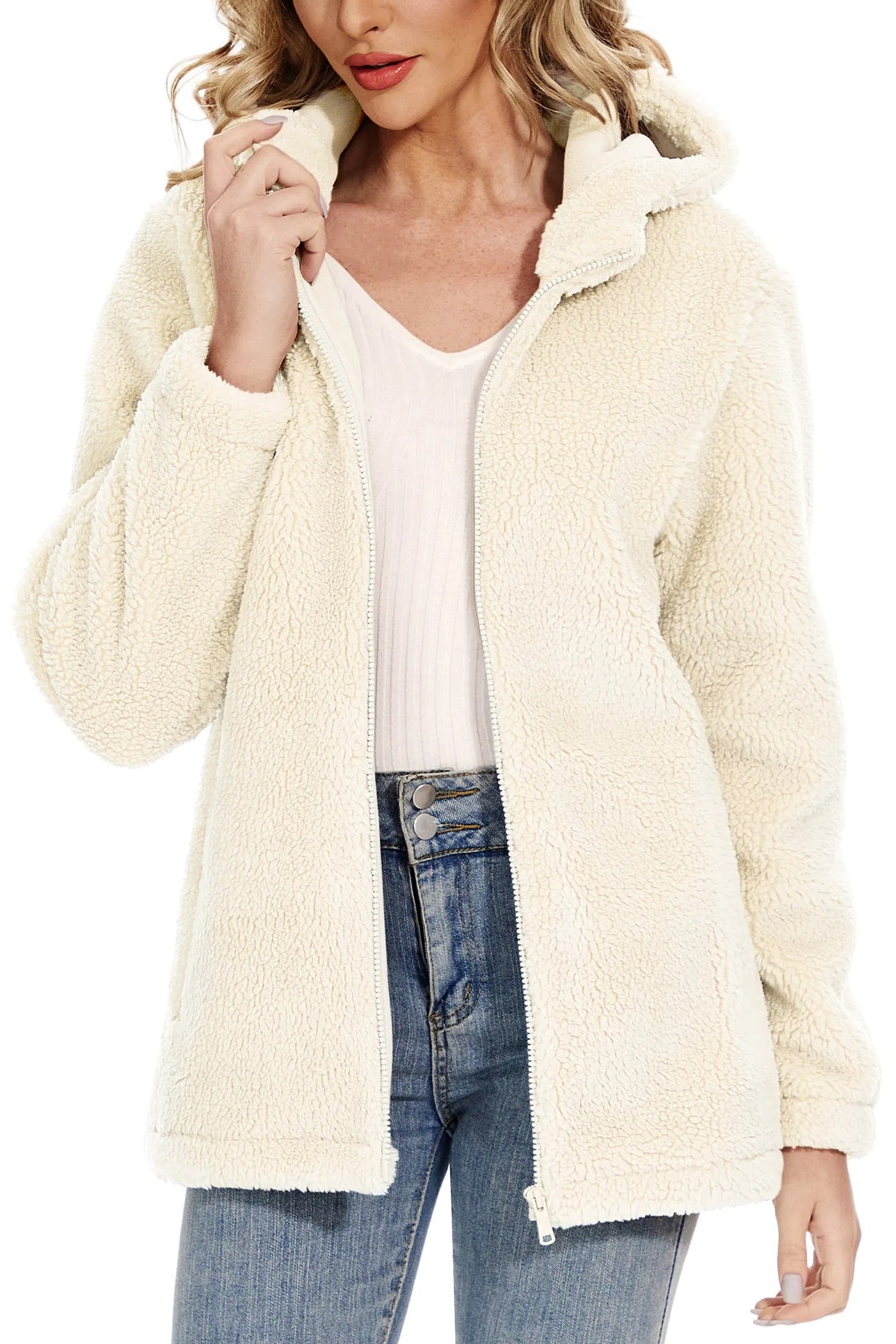 Dagny -  Women's Cozy Fluffy Hoodie Jacket with Chic Hood