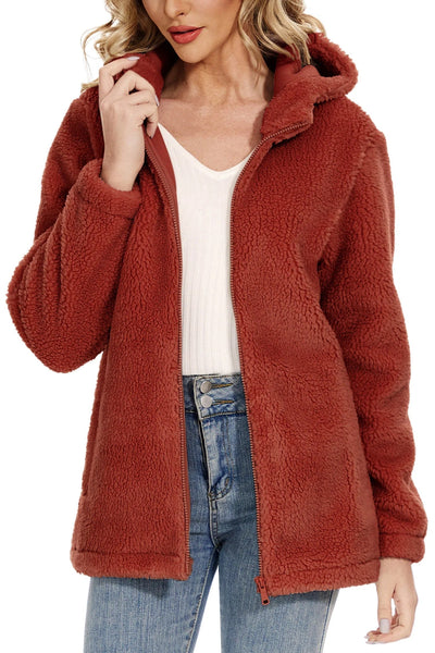 Dagny -  Women's Cozy Fluffy Hoodie Jacket with Chic Hood